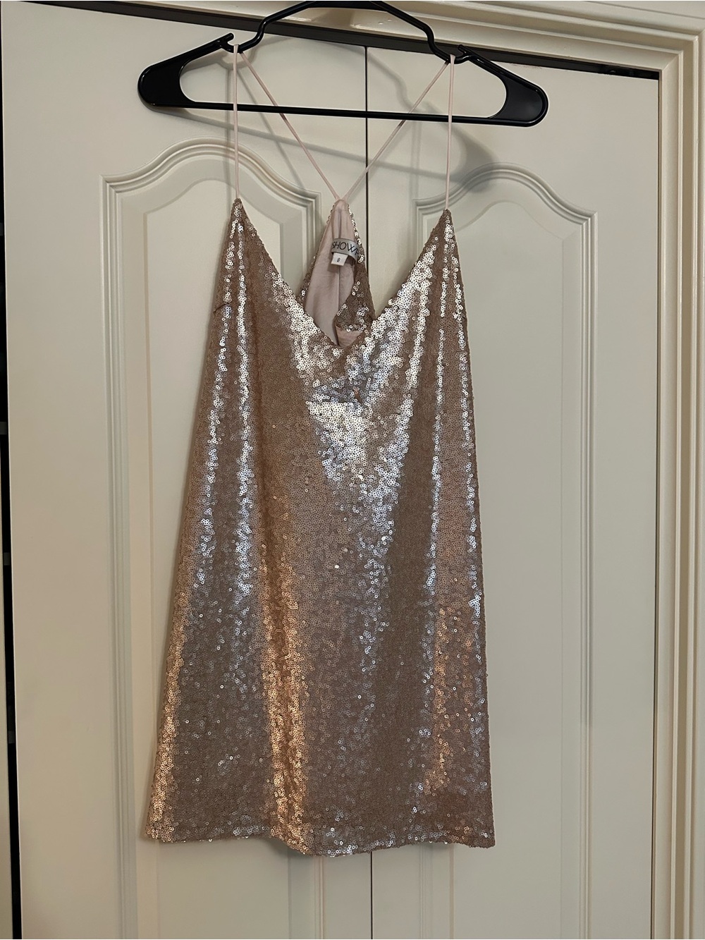 Showpo Rose Gold Sequin Mini Slip Dress